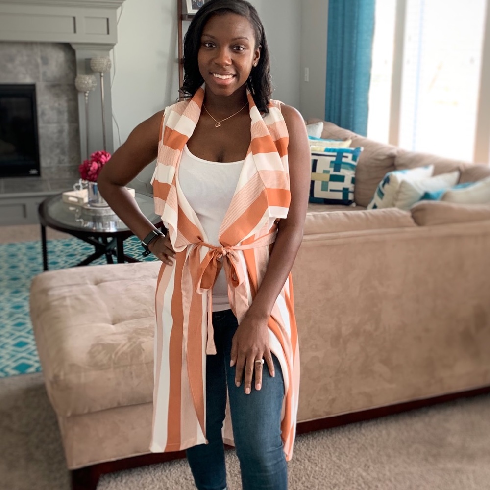 Orange/ White Duster